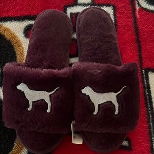 PINK Victoria's Secret Purple Dog Silhouette Slippers